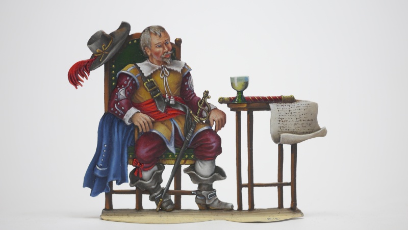 General Joh. T. Tilly am Tisch sitzend, Der Meistertrunk, beidseitig graviert, Größe ca.60mm