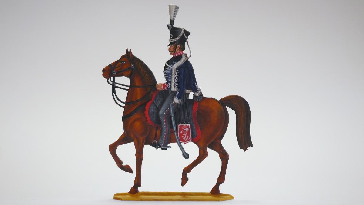 Husar des Brandenburgischen Husarenregiments 1813, beidseitig graviert, Gesamthöhe= 125mm